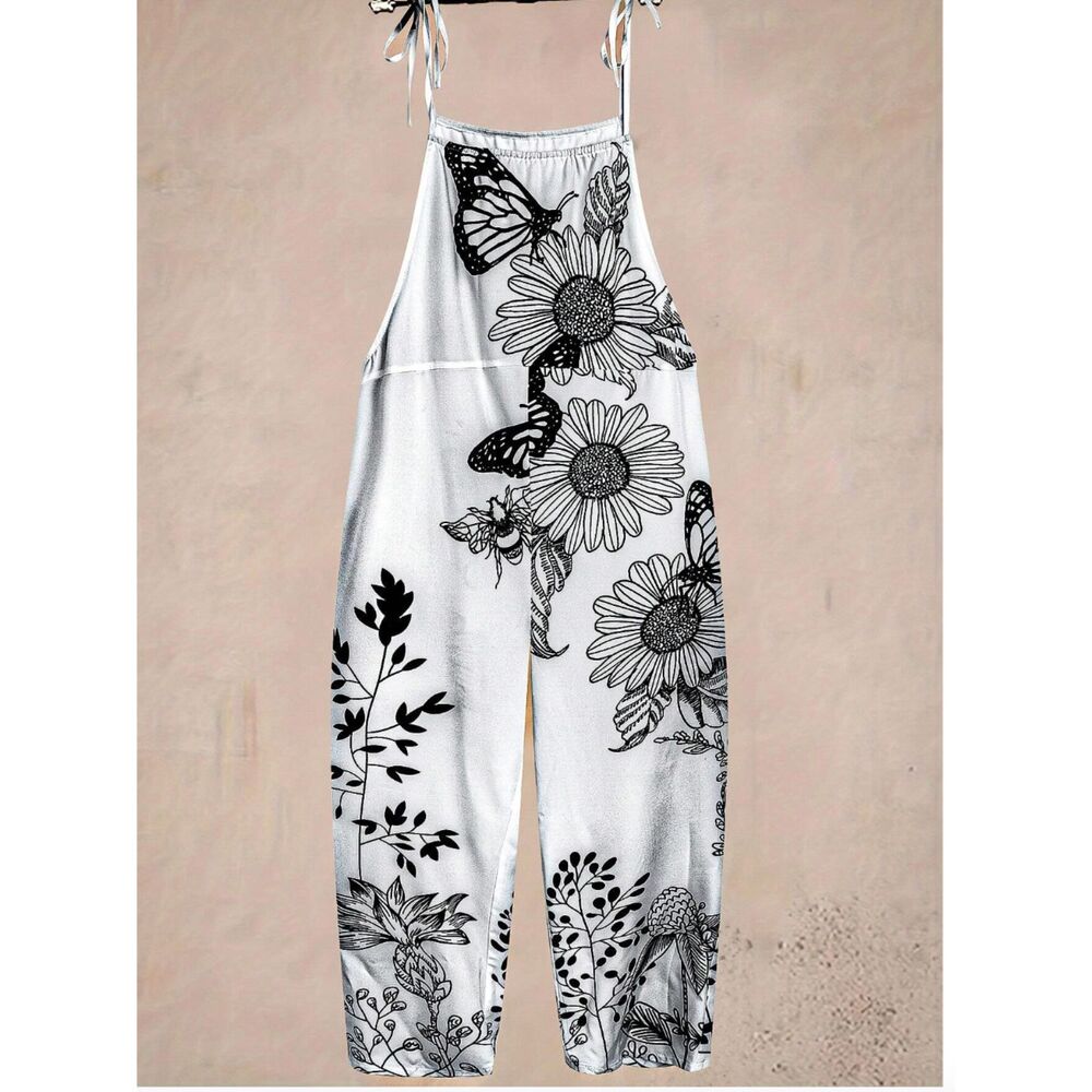 Shein NWT Vacation Casual Floral Butterfly Print Camisole Jumpsuit small